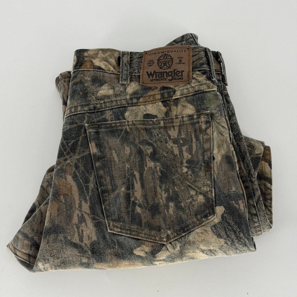 Wrangler Authentic‎ Jeans Mens 36x30 Camo Tree Print Straight Leg Cotton 97GR1CM
